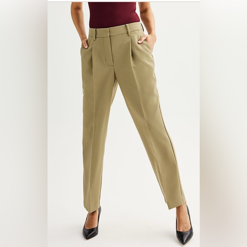 Nine West Tan Tailored Trousers with Front Pleats